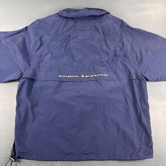 VTG Eddie Bauer Jacket Mens Large Navy EBTEK Nylon 1/2 Zip Anorak Wind Rain - Picture 8 of 10